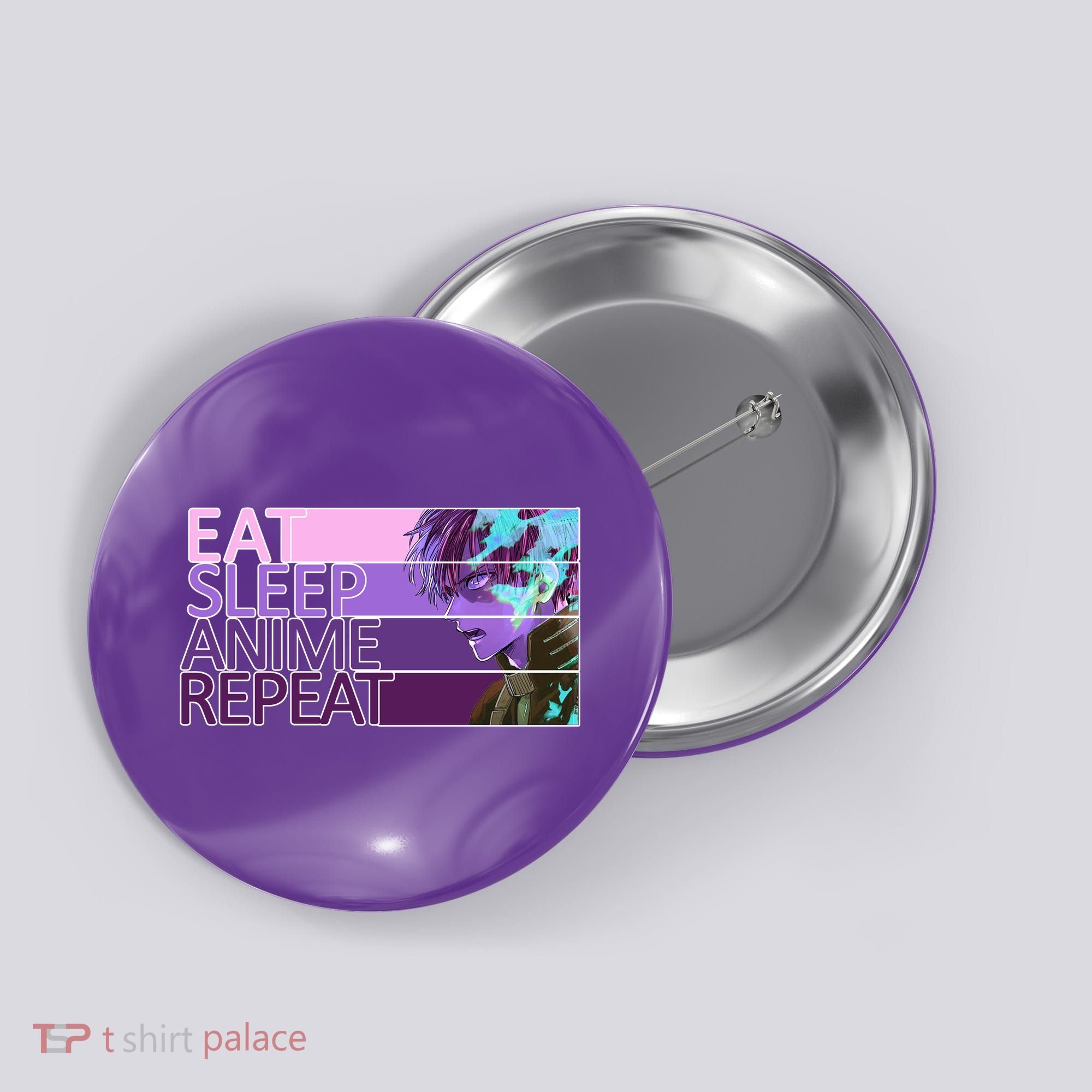 Eat Sleep Anime Repeat Funny Cartoon Button