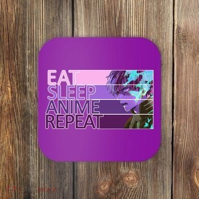 Eat Sleep Anime Repeat Funny Cartoon Coaster