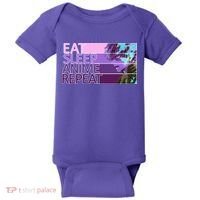 Eat Sleep Anime Repeat Funny Cartoon Baby Bodysuit thumb 0