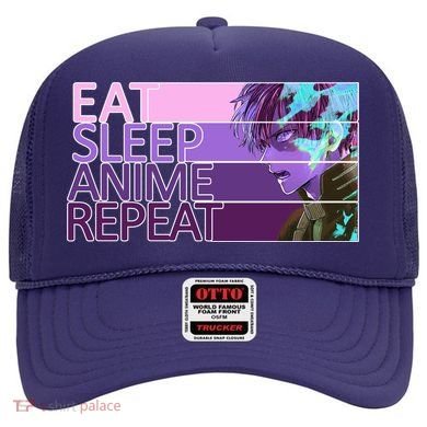 Eat Sleep Anime Repeat Funny Cartoon Hat
