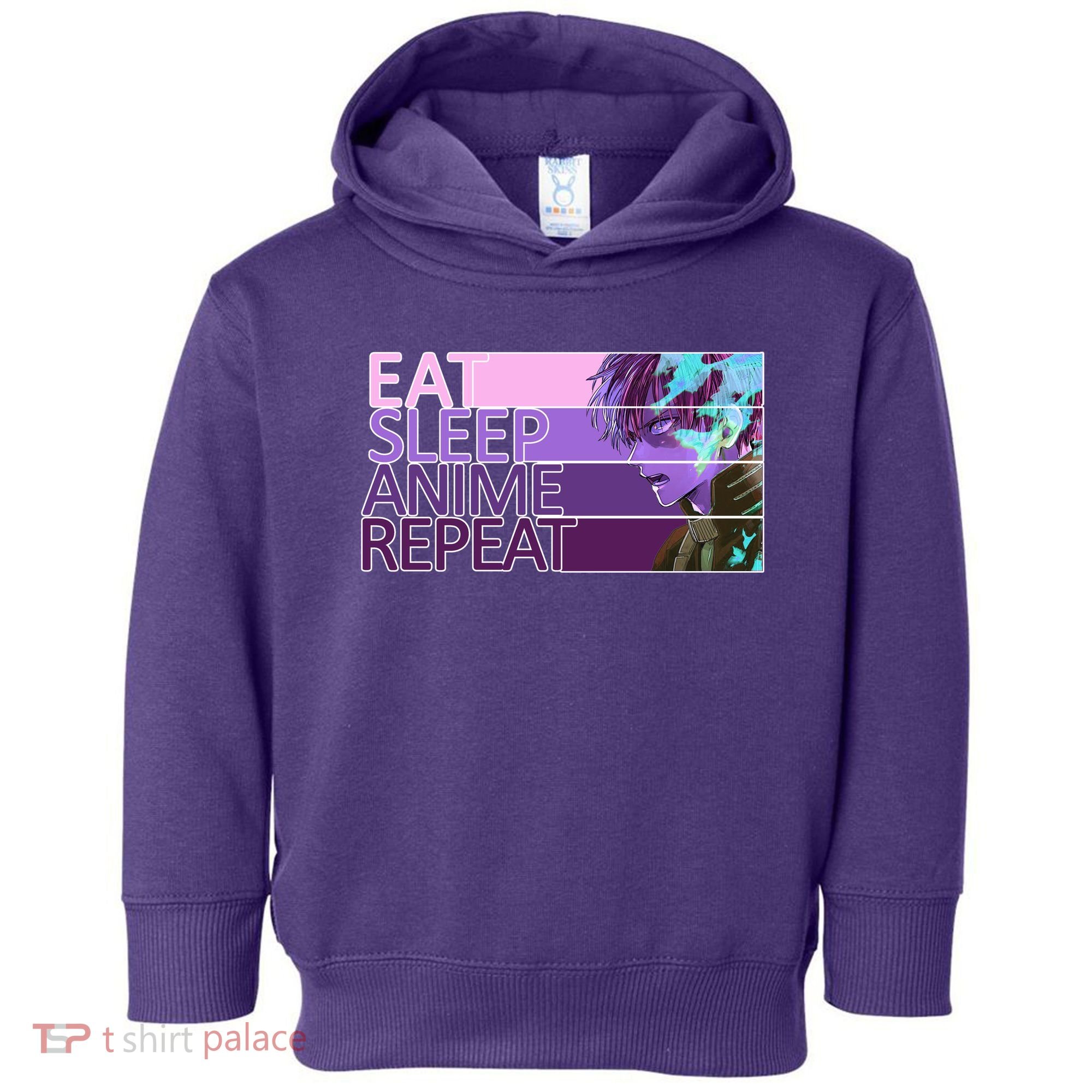 Eat Sleep Anime Repeat Funny Cartoon Toddler Hoodie