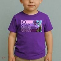 Eat Sleep Anime Repeat Funny Cartoon Toddler T-Shirt thumb 2