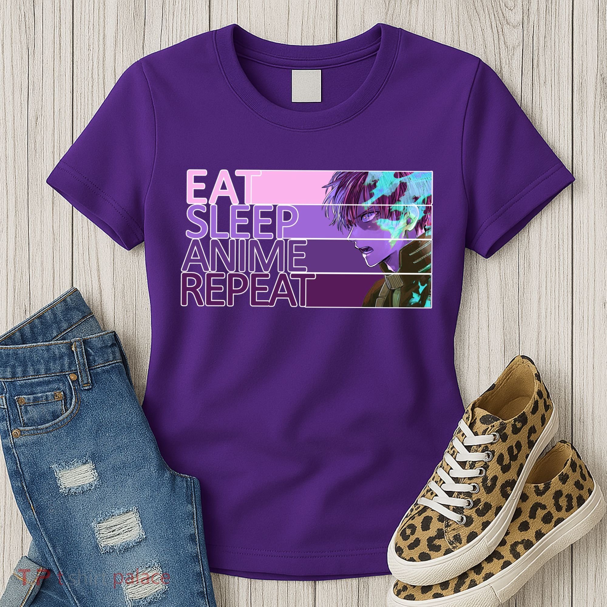 Eat Sleep Anime Repeat Funny Cartoon Women's T-Shirt
