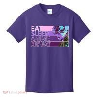 Eat Sleep Anime Repeat Funny Cartoon Kids T-Shirt thumb 0