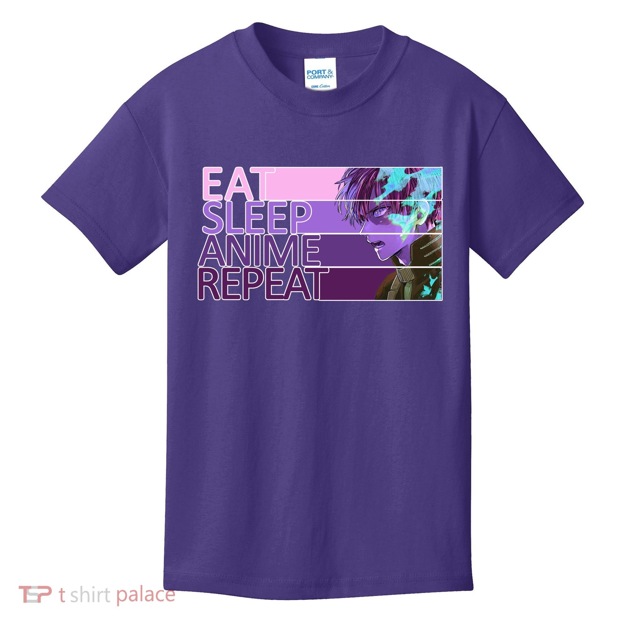 Eat Sleep Anime Repeat Funny Cartoon Kids T-Shirt