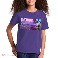 Eat Sleep Anime Repeat Funny Cartoon Kids T-Shirt thumb 2