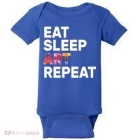 Eat Sleep Art Repeat Baby Bodysuit thumb 0