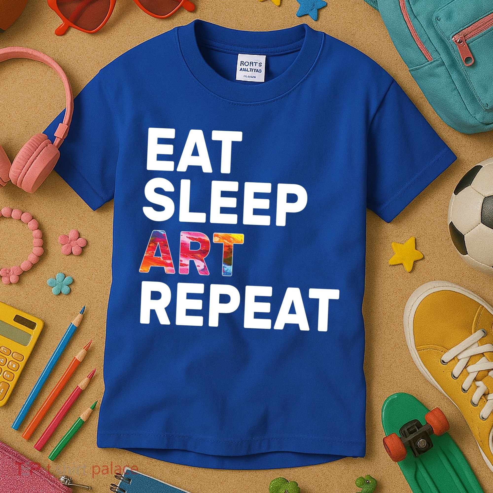 Eat Sleep Art Repeat Kids T-Shirt