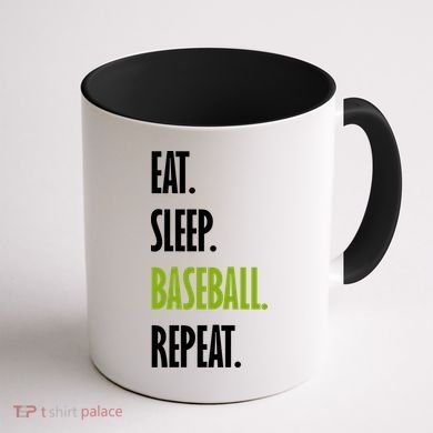 Eat Sleep Baseball Repeat Coffee Mug back