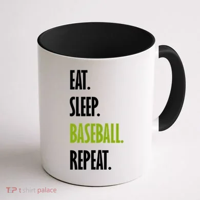 Eat Sleep Baseball Repeat Coffee Mug back