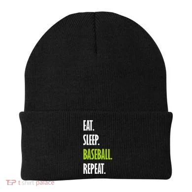 Eat Sleep Baseball Repeat Beanie