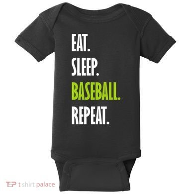 Eat Sleep Baseball Repeat Baby Bodysuit