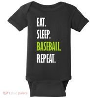 Eat Sleep Baseball Repeat Baby Bodysuit thumb 0
