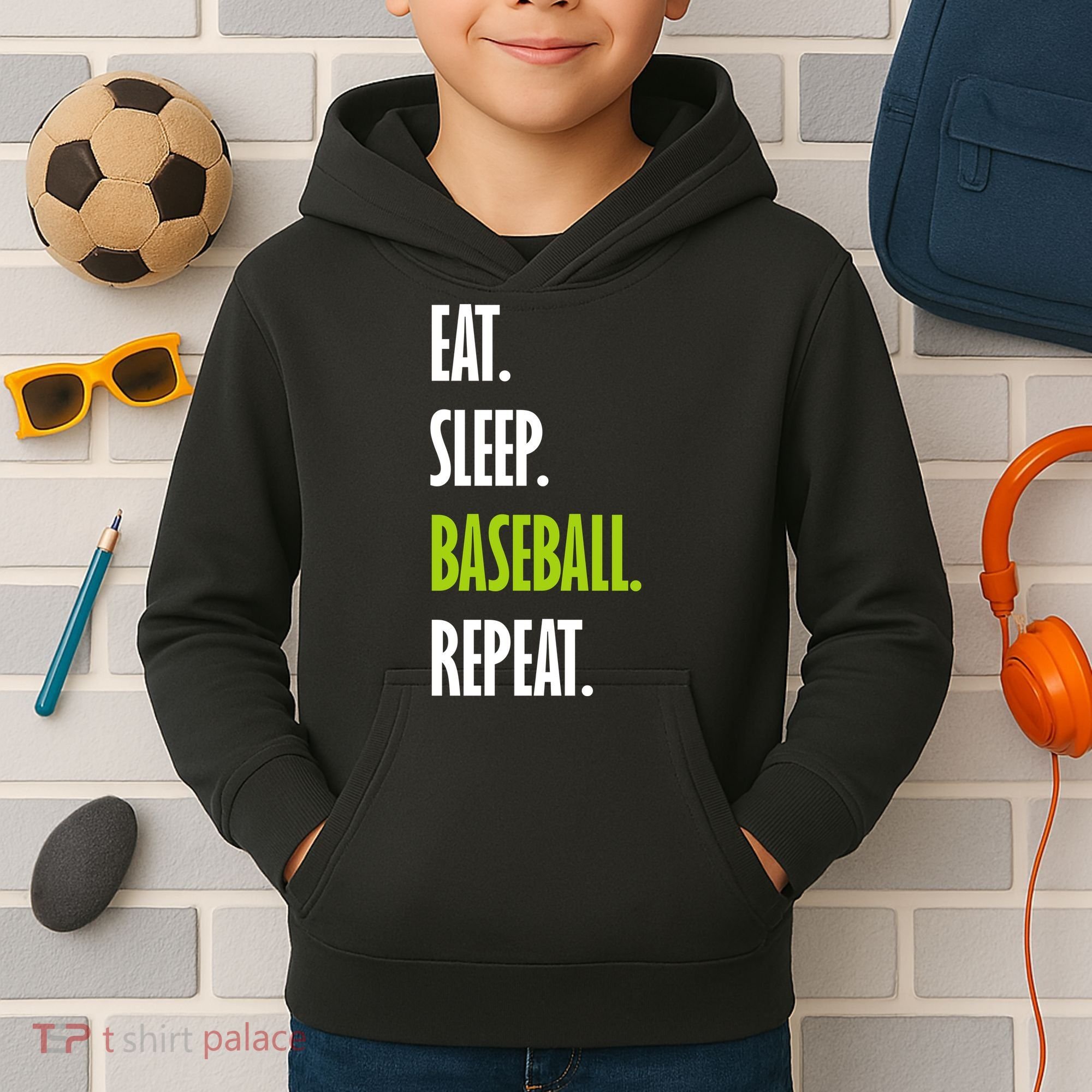 Eat Sleep Baseball Repeat Kids Hoodie