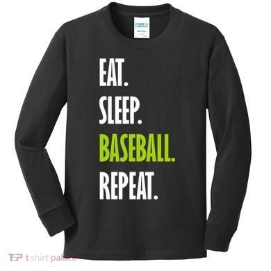 Eat Sleep Baseball Repeat Kids Long Sleeve Shirt