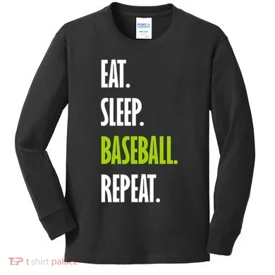 Eat Sleep Baseball Repeat Kids Long Sleeve Shirt