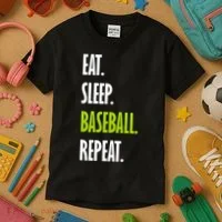 Eat Sleep Baseball Repeat Kids T-Shirt thumb 3