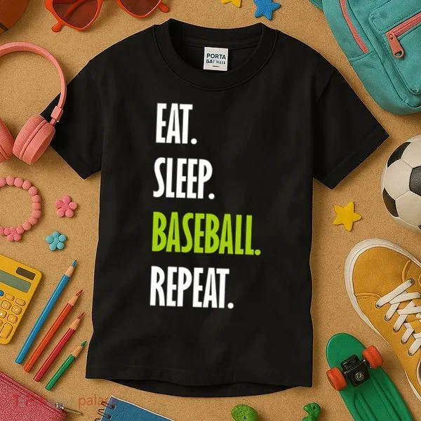 Eat Sleep Baseball Repeat Kids T-Shirt