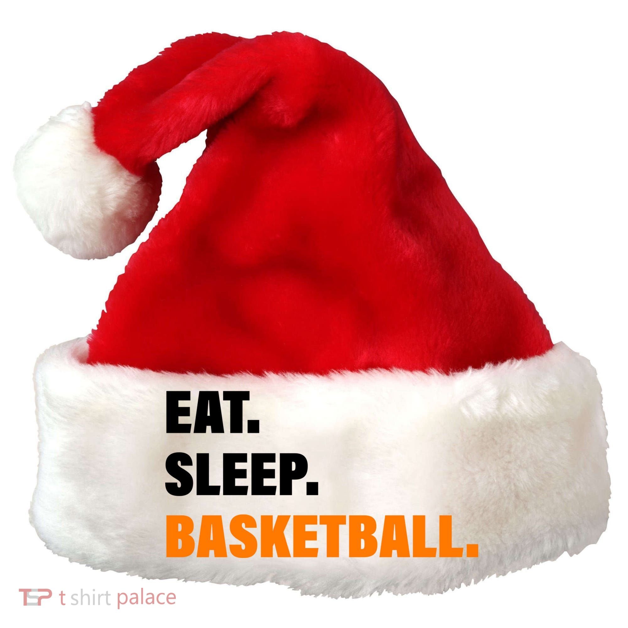 Eat Sleep Basketball Santa Hat