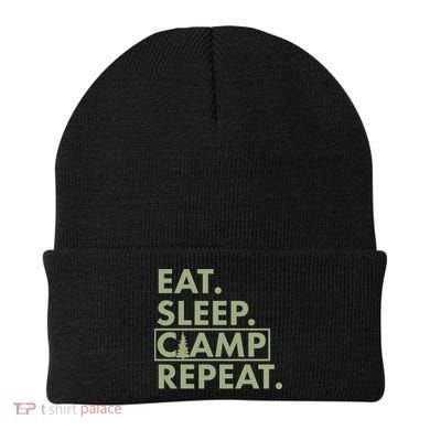 Eat Sleep Camp Repeat Camping Fan Beanie