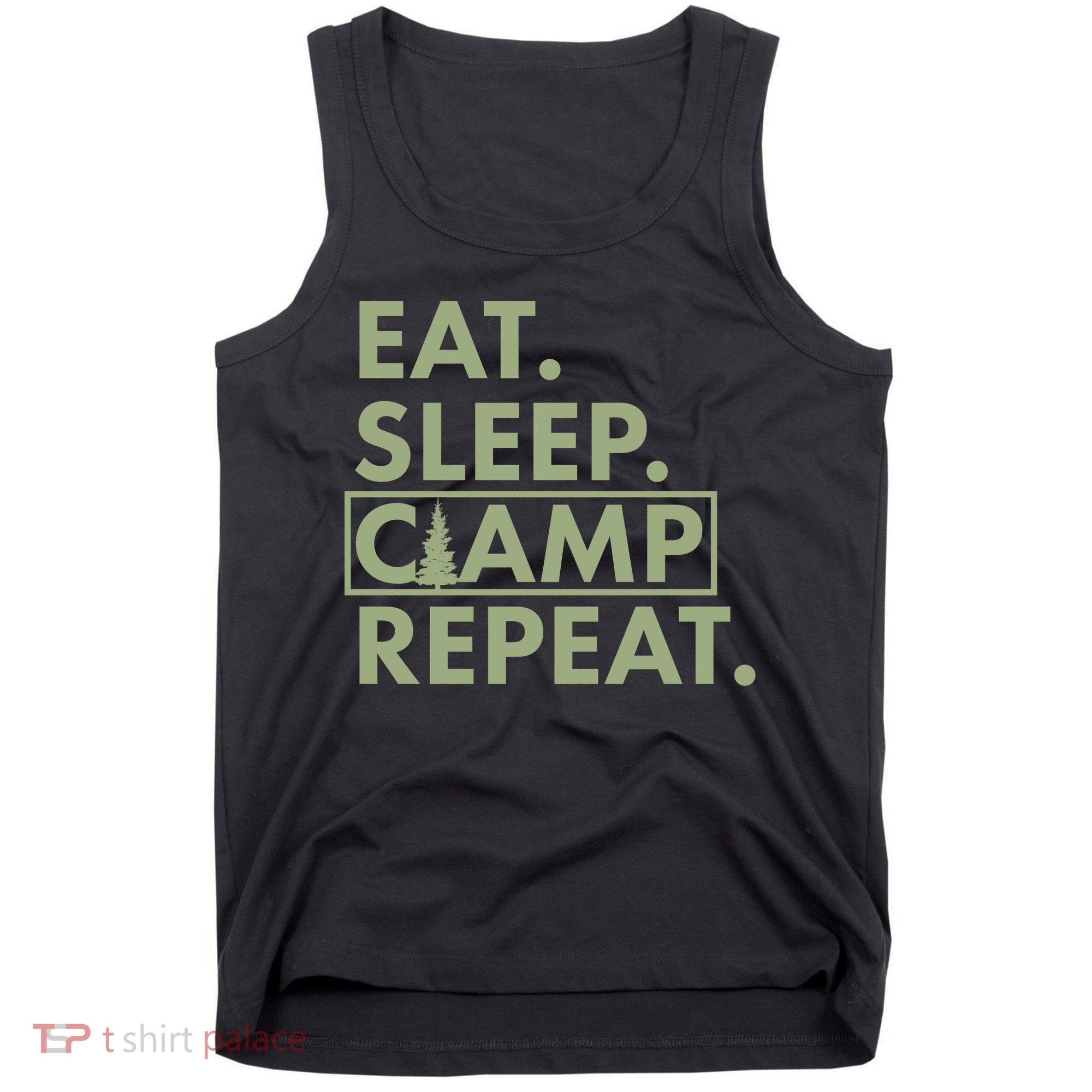 Eat Sleep Camp Repeat Camping Fan Tank Top