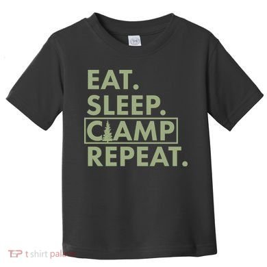 Eat Sleep Camp Repeat Camping Fan Toddler T-Shirt