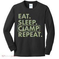 Eat Sleep Camp Repeat Camping Fan Kids Long Sleeve Shirt thumb 0