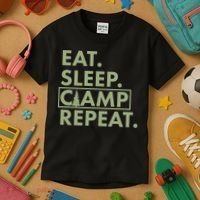 Eat Sleep Camp Repeat Camping Fan Kids T-Shirt thumb 3
