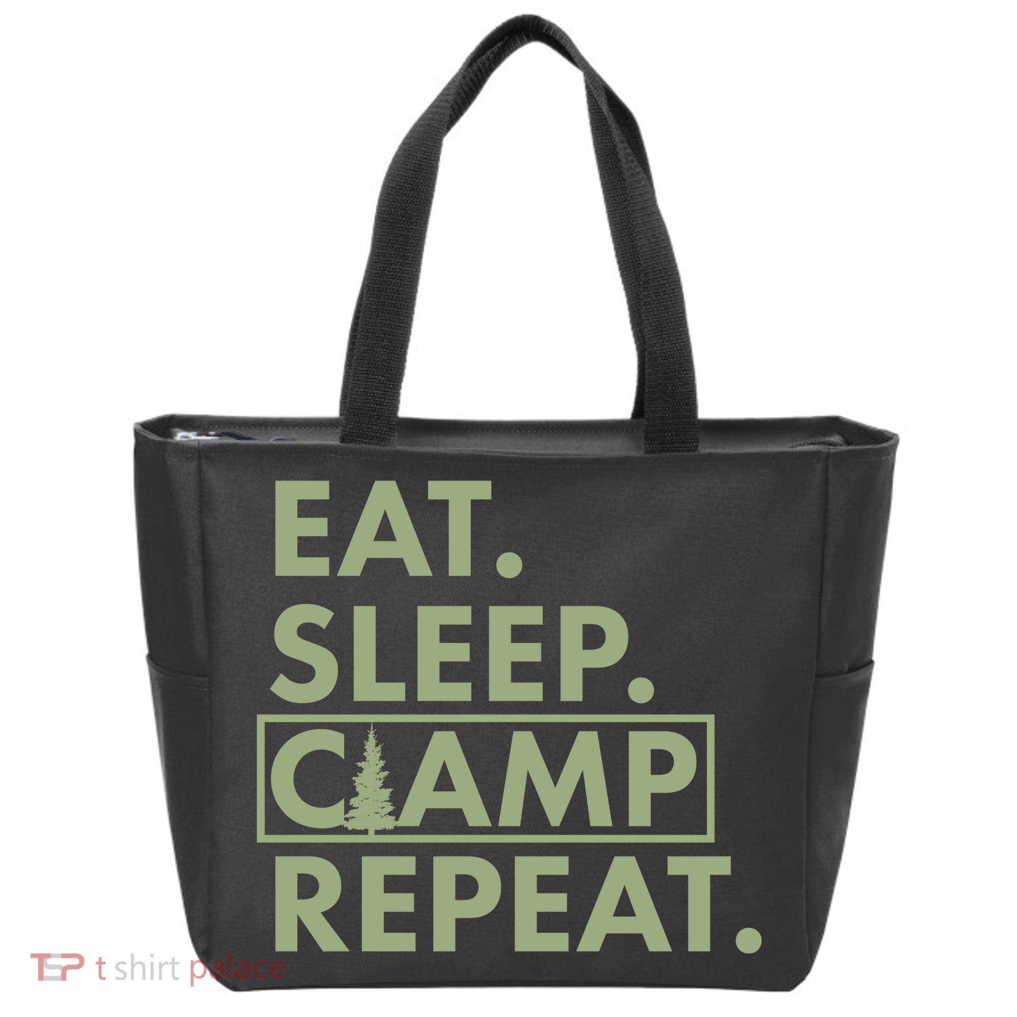 Eat Sleep Camp Repeat Camping Fan Tote Bag