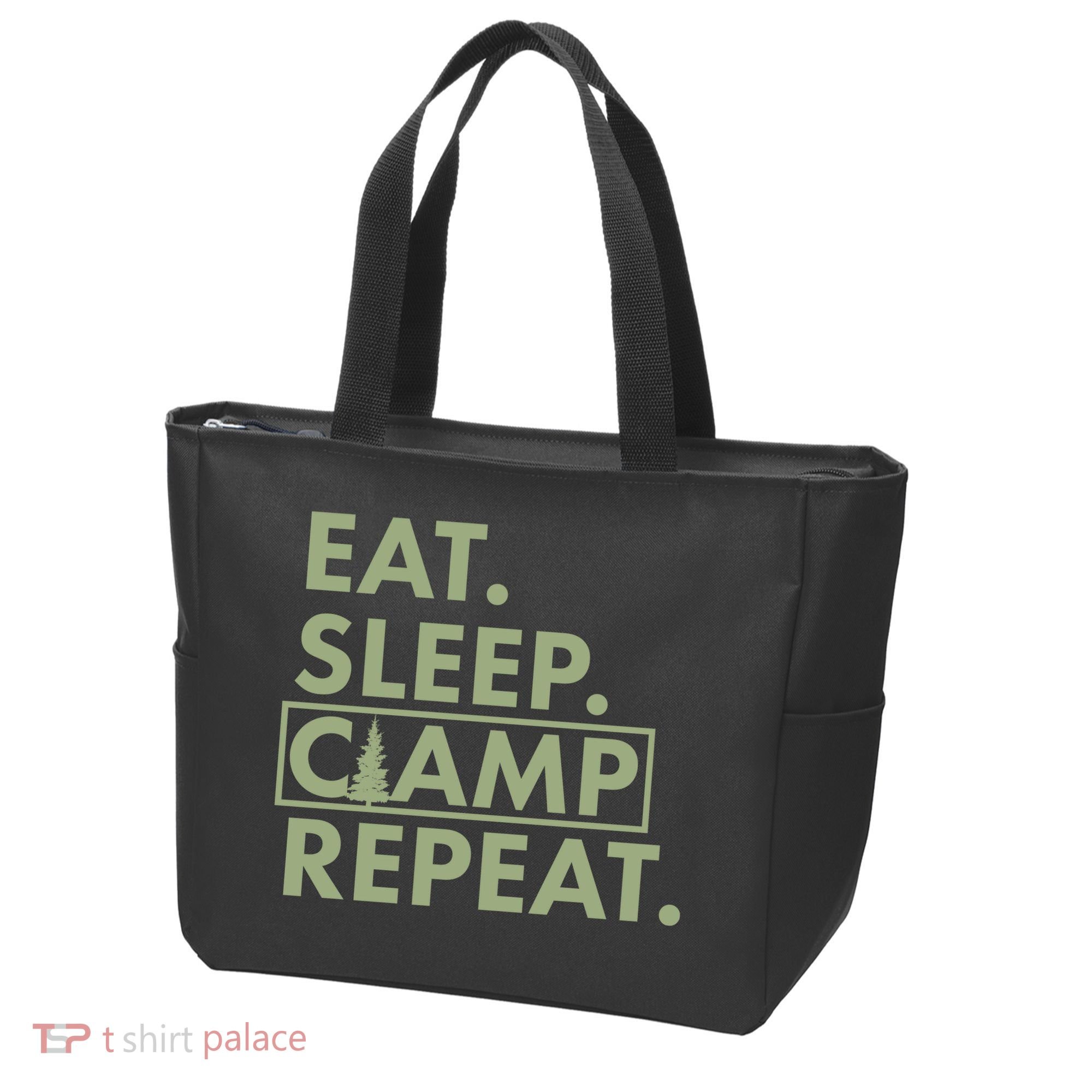 Eat Sleep Camp Repeat Camping Fan Tote Bag