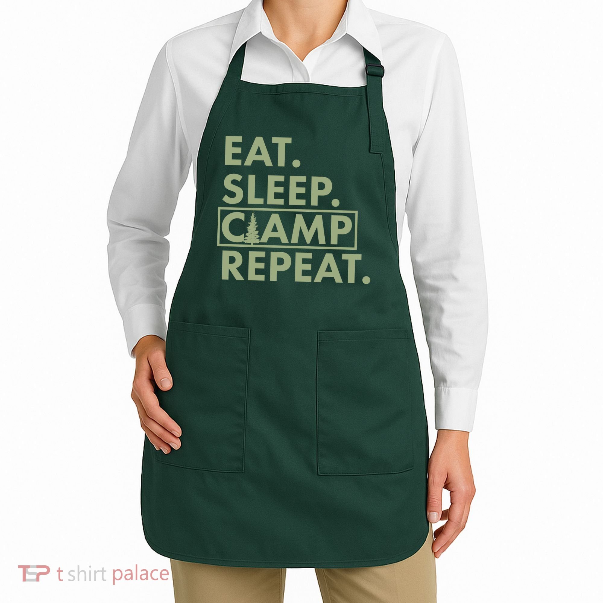 Eat Sleep Camp Repeat Camping Fan Apron