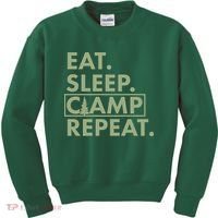 Eat Sleep Camp Repeat Camping Fan Kids Sweatshirt thumb 0