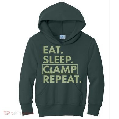 Eat Sleep Camp Repeat Camping Fan Kids Hoodie