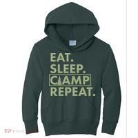 Eat Sleep Camp Repeat Camping Fan Kids Hoodie thumb 0