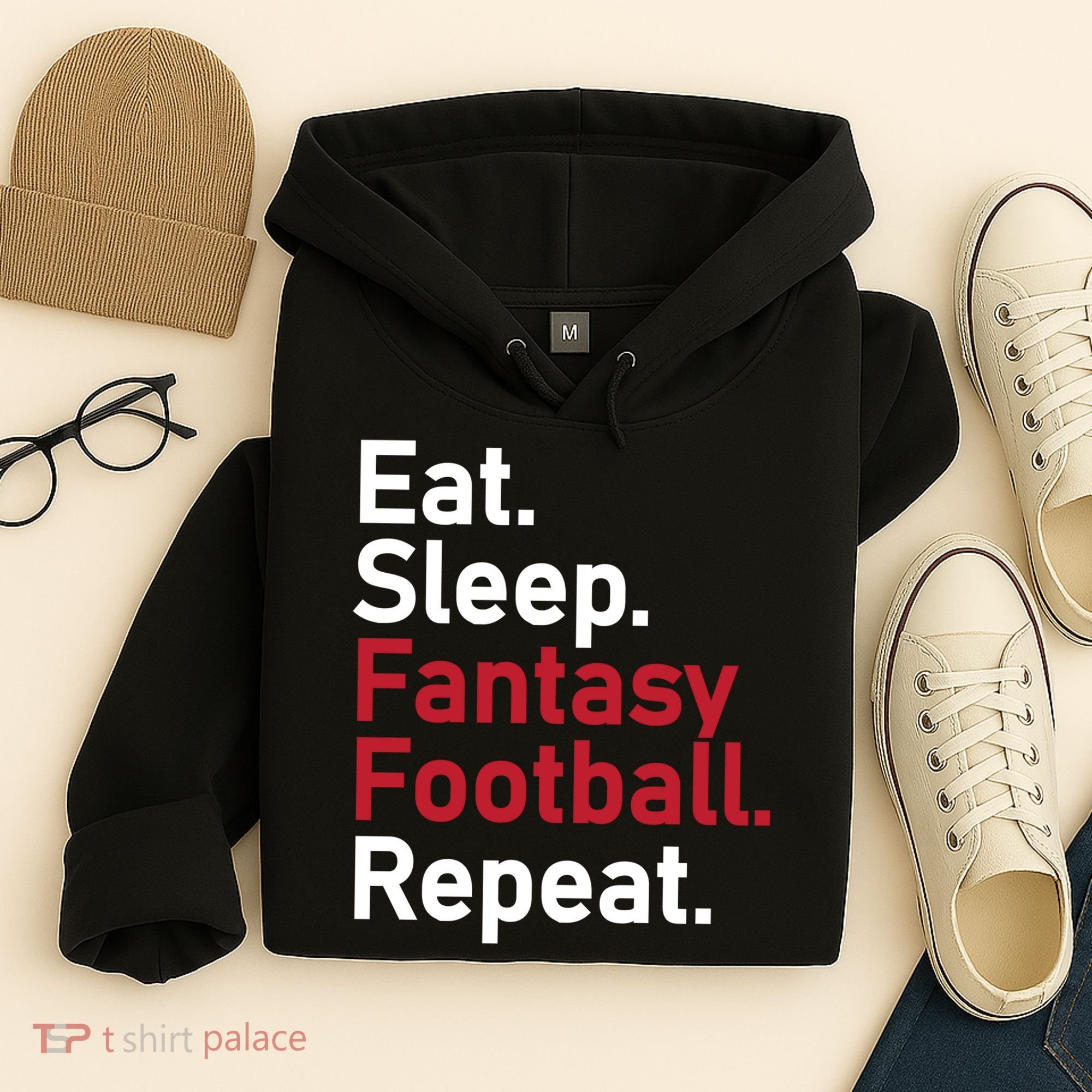 Eat Sleep Fantasy Football Repeat Hoodie