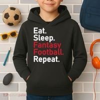 Eat Sleep Fantasy Football Repeat Kids Hoodie thumb 2