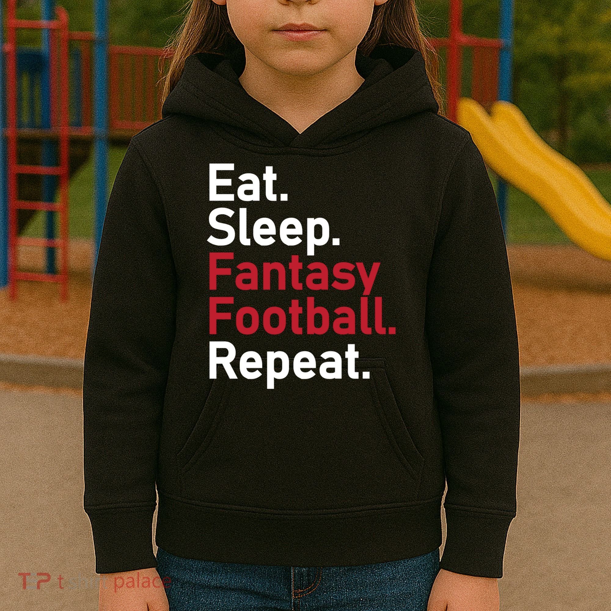Eat Sleep Fantasy Football Repeat Kids Hoodie