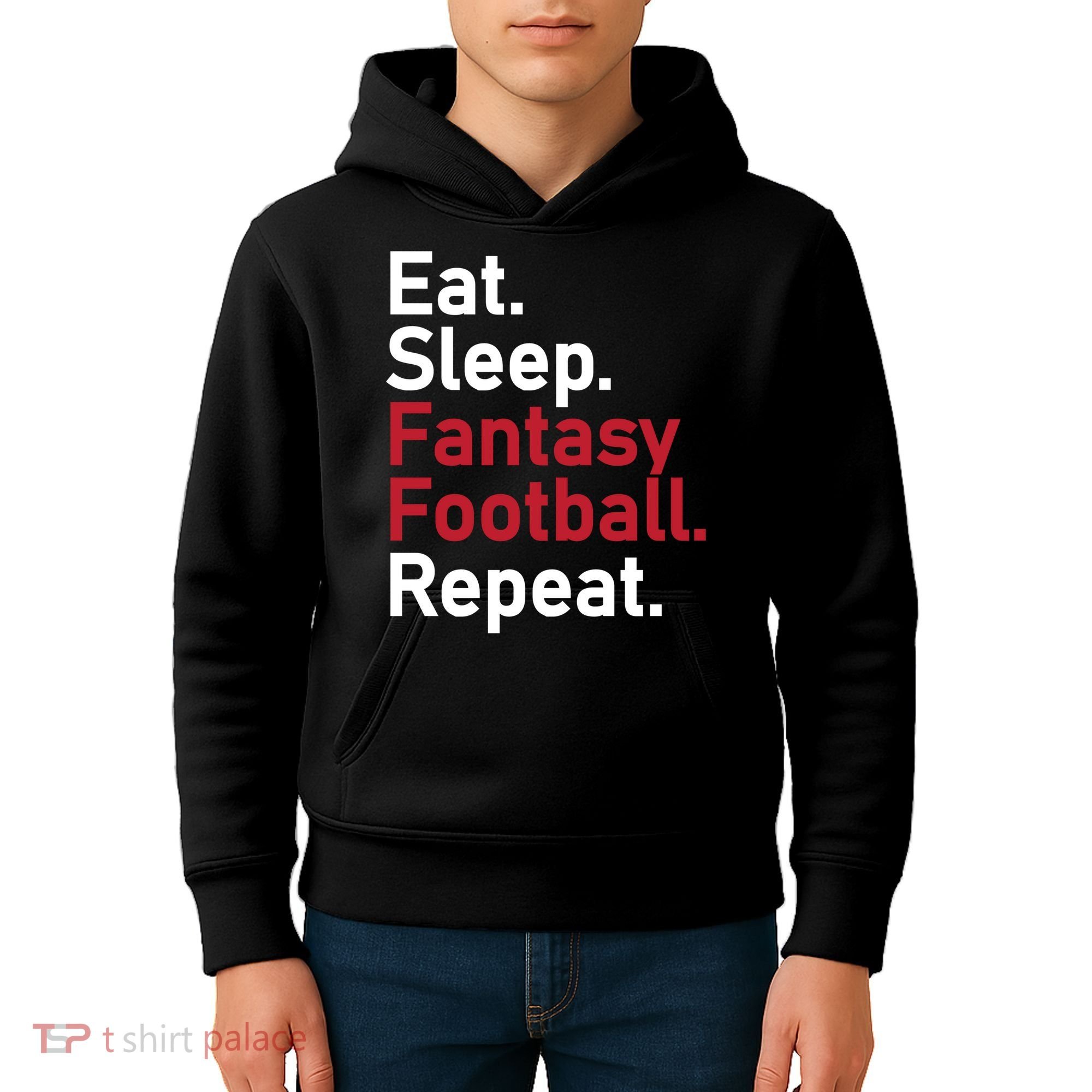 Eat Sleep Fantasy Football Repeat Kids Hoodie