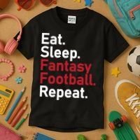 Eat Sleep Fantasy Football Repeat Kids T-Shirt thumb 3