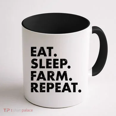 Eat Sleep Farm Repeat Coffee Mug back