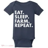 Eat Sleep Farm Repeat Baby Bodysuit thumb 0