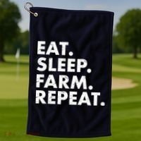 Eat Sleep Farm Repeat Golf Towel thumb 1