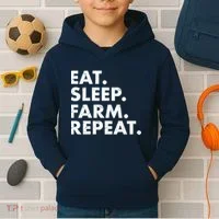 Eat Sleep Farm Repeat Kids Hoodie thumb 2