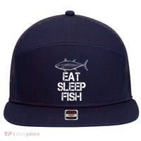Eat Sleep Fish Fishing Fanatic 7 Panel Mesh Trucker Snapback Hat thumb 0