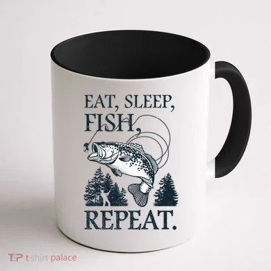 Eat Sleep Fish Repeat Coffee Mug back
