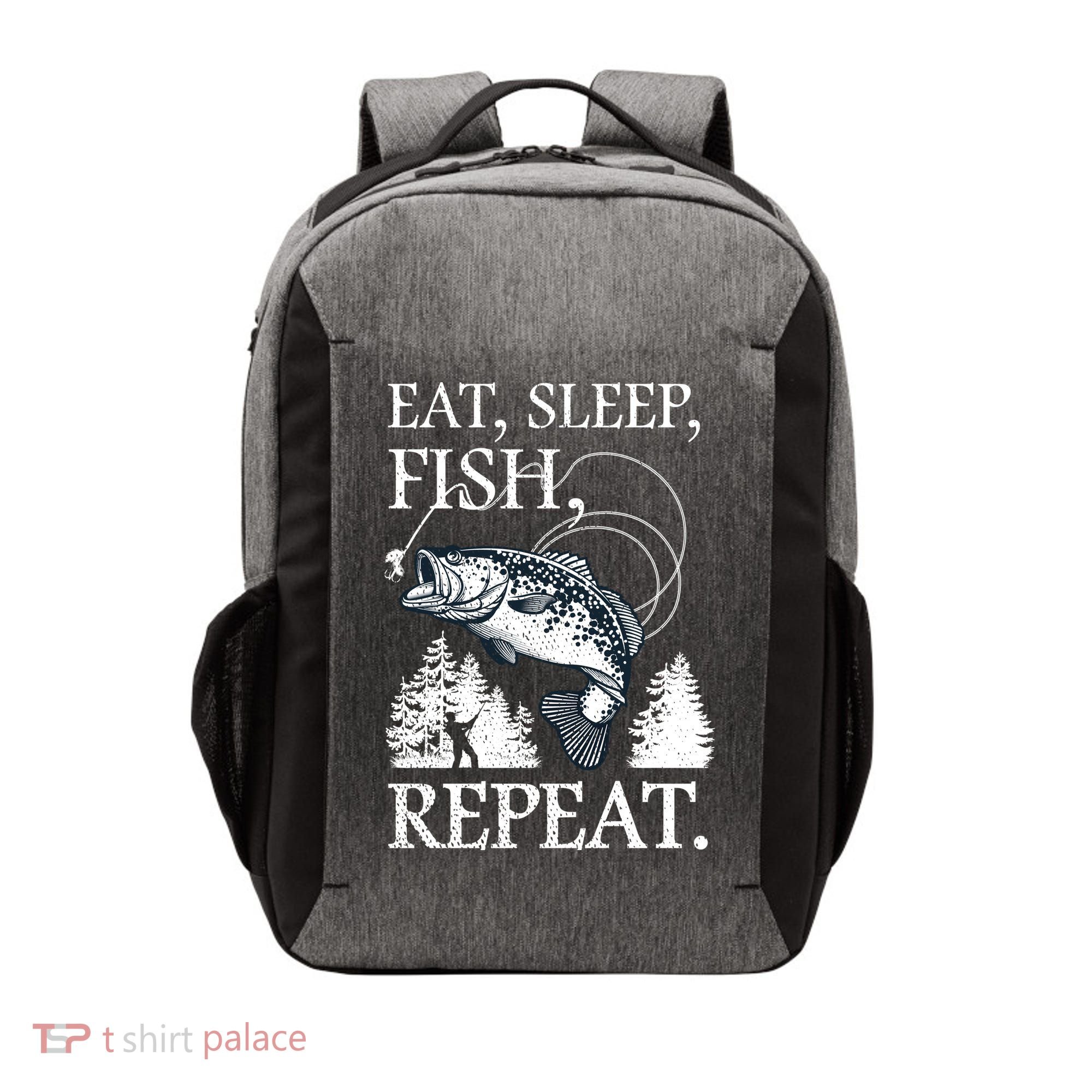 Eat Sleep Fish Repeat Vector Backpack