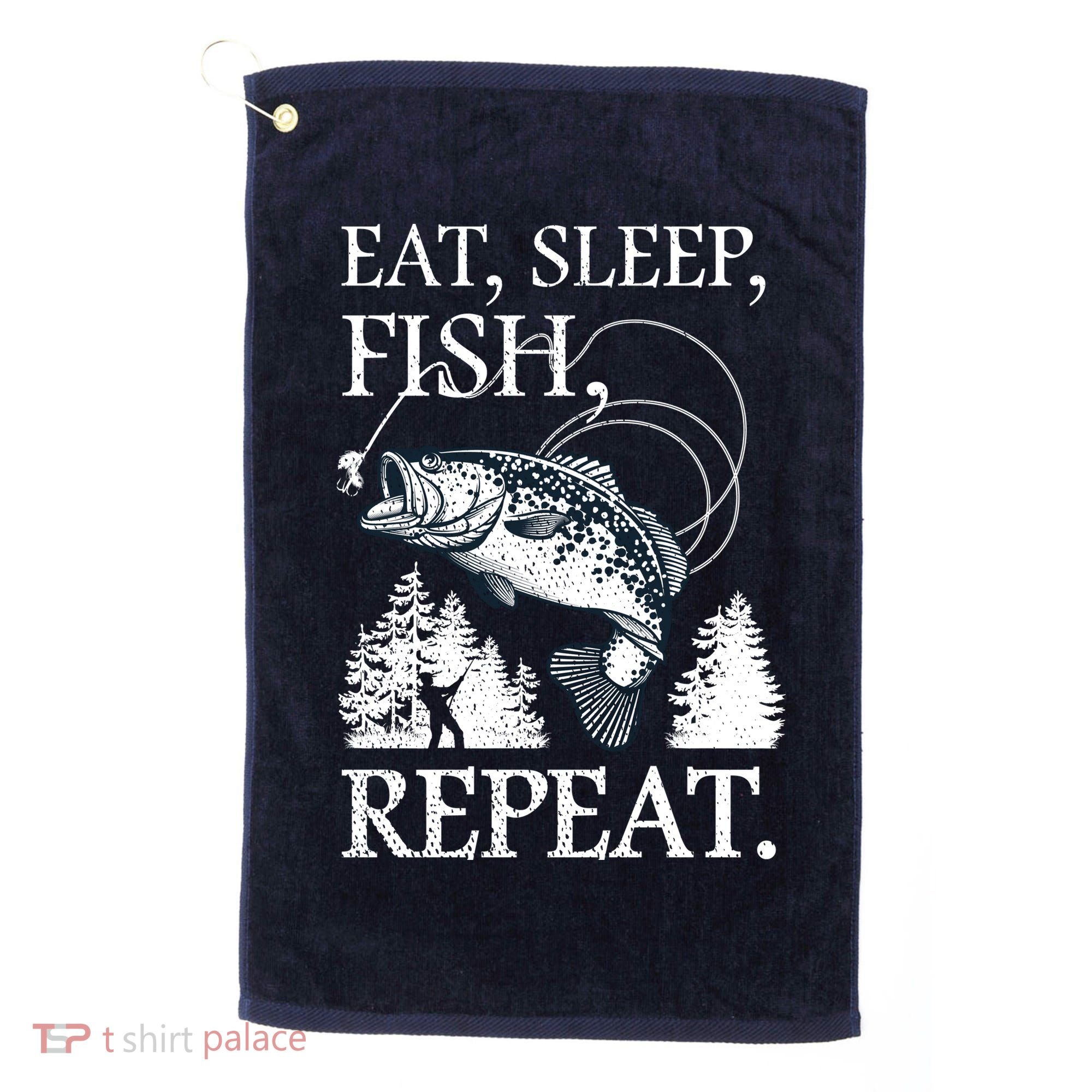 Eat Sleep Fish Repeat Golf Towel