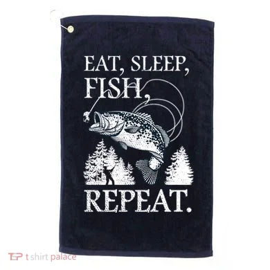 Eat Sleep Fish Repeat Golf Towel