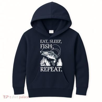 Eat Sleep Fish Repeat Kids Hoodie