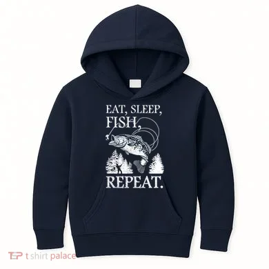 Eat Sleep Fish Repeat Kids Hoodie